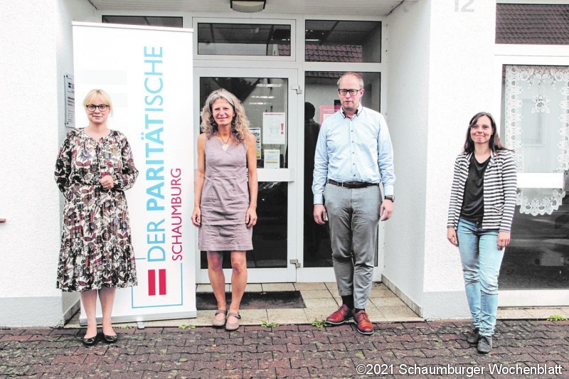 Marja-Liisa Völlers, Claudia Walderbach, Michael Grothe-Laszewski und Sandra Fellnger (v.li.) tauschen sich über die Zukunft in der Selbsthilfe, Inklusion und Seniorenarbeit aus.