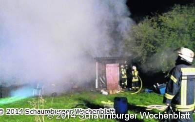 Gartenhaus steht in Flammen