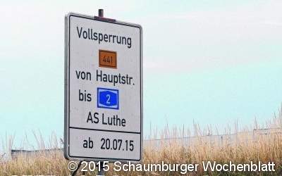 Vollsperrung wegen  Sanierungsarbeiten