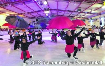 Schlittschuhe und Regenschirme