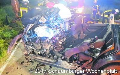 Fahrer kollidiert mit einem Baum