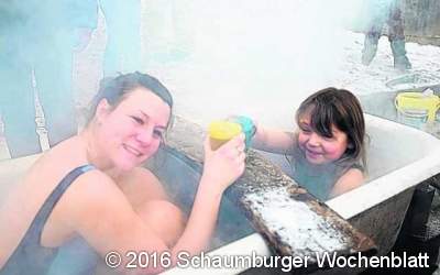 Mitten im Schnee gebadet