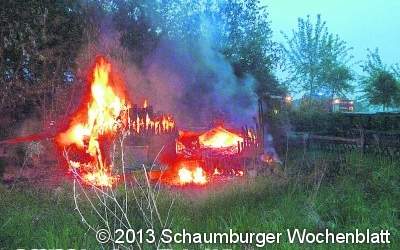 Gartenhütte brennt nieder