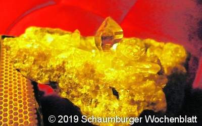 Mineralien- und Fossilienbörse LAUENAU (em). Die nunmehr 25. Schaumburger Mineralien- und Fossilienbörse Sonntag, 25. August von 10 bis 17 Uhr auf der Wasserburg zu Lauenau statt. Hierzu haben sich überwiegend regionale Aussteller angesagt, die ihre Funde des vergangenen Jahres im Burghof ausstellen und feil bieten werden.