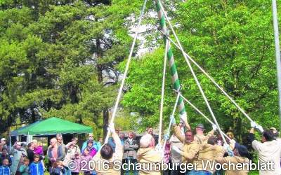 ﻿Der Maibaum wird aufgestellt