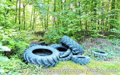 Ladung Reifen liegt im Wald