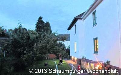 Brand an Gebäuderückseite