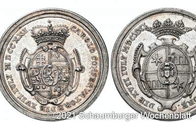 Gedenkmedaille von 1721 neu in der Sammlung der Eulenburg