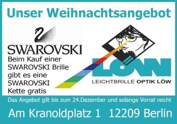 Weihnachtsgeschenk 0% aber eine Swarovski Kette geschenkt beim Kauf einer Swarovski Brille !